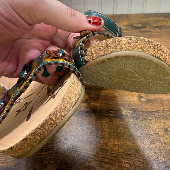 Spring Step L'artiste EU 40 US 9 Meliza Sandals Colorful Leather Snake Floral - Picture 11 of 12